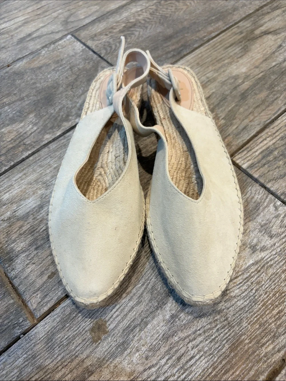 Boden Women’s Cream Espadrille Slingback Flats size 39 US 8